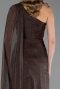 Robe de Soirée Longue Mousseline Brun ABU6675