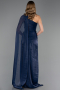 Robe de Soirée Longue Mousseline Bleu Marine ABU6675
