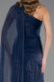 Robe de Soirée Longue Mousseline Bleu Marine ABU6675