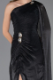Robe de Soirée Longue Mousseline Noir ABU6675