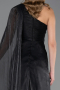 Robe de Soirée Longue Mousseline Noir ABU6675