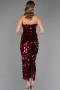 Robe de Soirée Longue Squameuse Rouge Bordeaux ABU6676