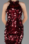 Robe de Soirée Longue Squameuse Rouge Bordeaux ABU6676