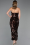 Robe de Soirée Longue Squameuse Brun ABU6676