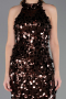 Robe de Soirée Longue Squameuse Brun ABU6676