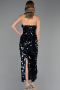 Robe de Soirée Longue Squameuse Bleu Marine ABU6676
