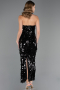 Robe de Soirée Longue Squameuse Noir ABU6676