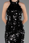 Robe de Soirée Longue Squameuse Noir ABU6676