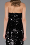 Robe de Soirée Longue Squameuse Noir ABU6676