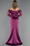 Robe de Soirée Grande Taille Longue Satin Prune ABU5831
