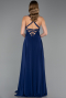 Robe de Soirée Longue Mousseline Bleu Marine ABU6677