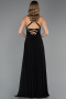Robe de Soirée Longue Mousseline Noir ABU6677