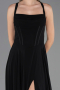 Robe de Soirée Longue Mousseline Noir ABU6677
