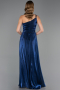 Robe de Soirée Longue Mousseline Bleu Marine ABU6678