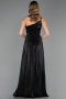Robe de Soirée Longue Mousseline Noir ABU6678