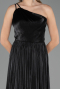 Robe de Soirée Longue Mousseline Noir ABU6678
