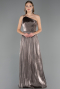 Robe de Soirée Longue Mousseline Vison ABU6678