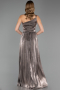 Robe de Soirée Longue Mousseline Vison ABU6678