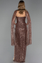 Robe de Soirée Longue Perlé Cuivre ABU6679