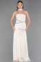 Robe de Soirée Longue Mousseline Beige ABU6681