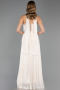 Robe de Soirée Longue Mousseline Beige ABU6681