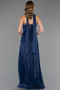 Robe de Soirée Longue Mousseline Bleu Marine ABU6681