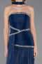 Robe de Soirée Longue Mousseline Bleu Marine ABU6681