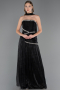 Robe de Soirée Longue Mousseline Noir ABU6681