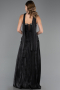 Robe de Soirée Longue Mousseline Noir ABU6681