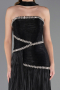 Robe de Soirée Longue Mousseline Noir ABU6681