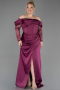 Robe de Soirée Grande Taille Longue Satin Prune ABU6667