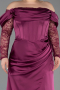 Robe de Soirée Grande Taille Longue Satin Prune ABU6667