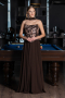 Robe de Soirée Longue Mousseline Brun ABU6665