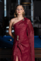 Robe de Soirée Longue Mousseline Rouge Bordeaux ABU6675