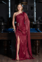 Robe de Soirée Longue Mousseline Rouge Bordeaux ABU6675