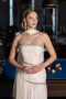 Robe de Soirée Longue Mousseline Beige ABU6681