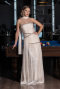 Robe de Soirée Longue Mousseline Beige ABU6681