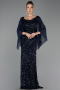 Robe De Soirée Grande Taille Longue Bleu Marine ABU6687