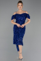 Robe De Invitation Grande Taille Midi Bleu Saxe ABK2534