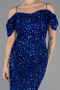 Robe De Invitation Grande Taille Midi Bleu Saxe ABK2534