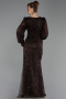 Robe de Soirée Grande Taille Longue Perlé Brun ABU6292