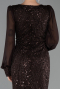 Robe de Soirée Grande Taille Longue Perlé Brun ABU6292
