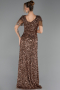 Robe de Soirée Grande Taille Longue Squameuse Cuivre ABU6688