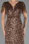 Robe de Soirée Grande Taille Longue Squameuse Cuivre ABU6688