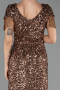 Robe de Soirée Grande Taille Longue Squameuse Cuivre ABU6688