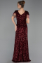 Robe de Soirée Grande Taille Longue Squameuse Rouge Bordeaux ABU6688