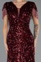 Robe de Soirée Grande Taille Longue Squameuse Rouge Bordeaux ABU6688
