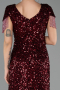 Robe de Soirée Grande Taille Longue Squameuse Rouge Bordeaux ABU6688