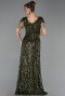 Robe de Soirée Grande Taille Longue Squameuse Kaki ABU6688