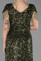 Robe de Soirée Grande Taille Longue Squameuse Kaki ABU6688